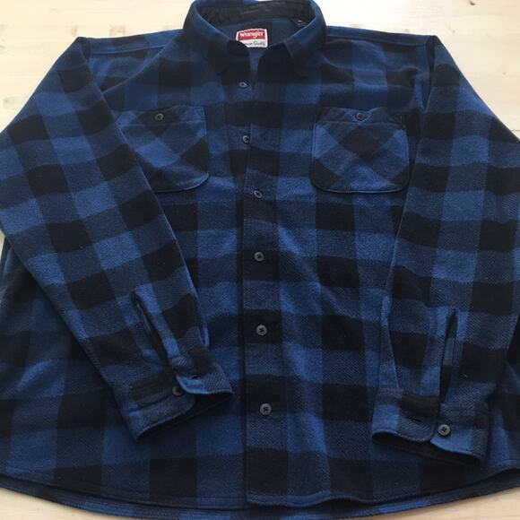 Wrangler fleece buffalo plaid longsleeve button up shirt jacket shacket sz XL - Picture 1 of 3
